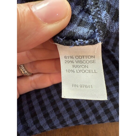 J. Jill Blue Black Check Gauzy Pullover Top Long Sleeve Women’s XS Casual Preppy - Picture 9 of 11